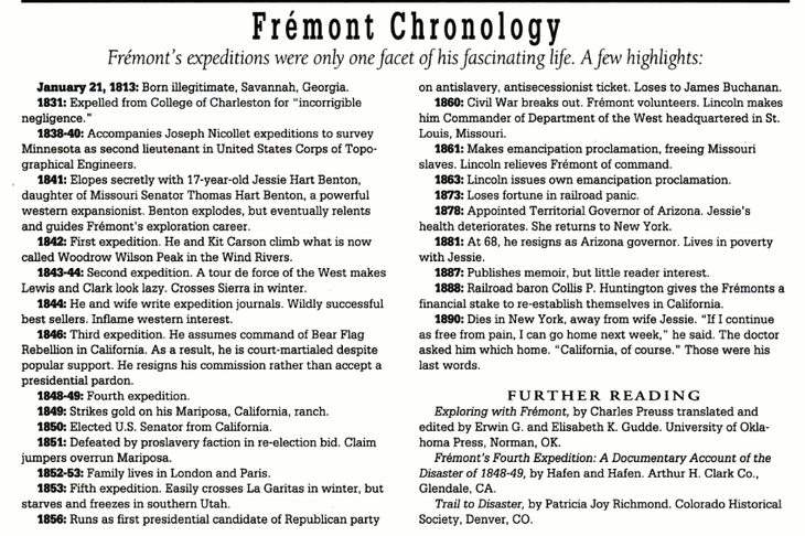 freemont chronology from backpacker archives